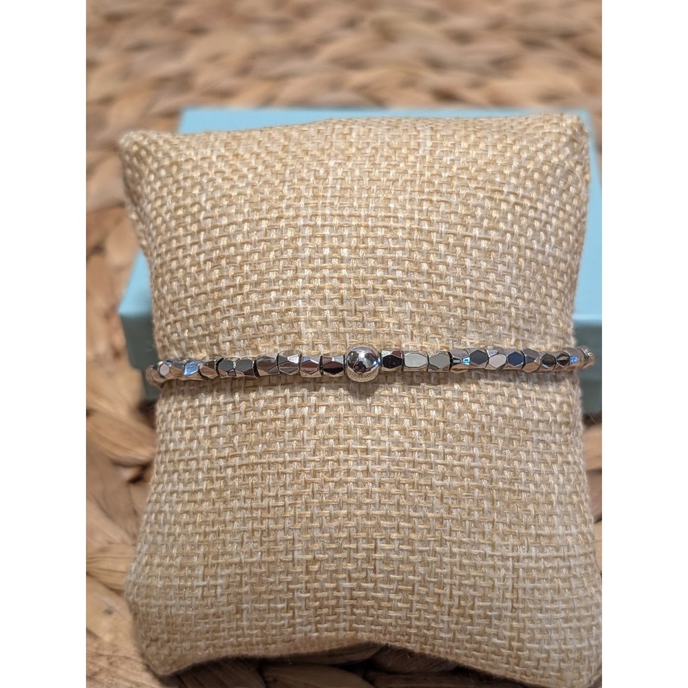 Park Lane Hazy Bracelet Silver Tone Stretchy High Polish Beads NIB